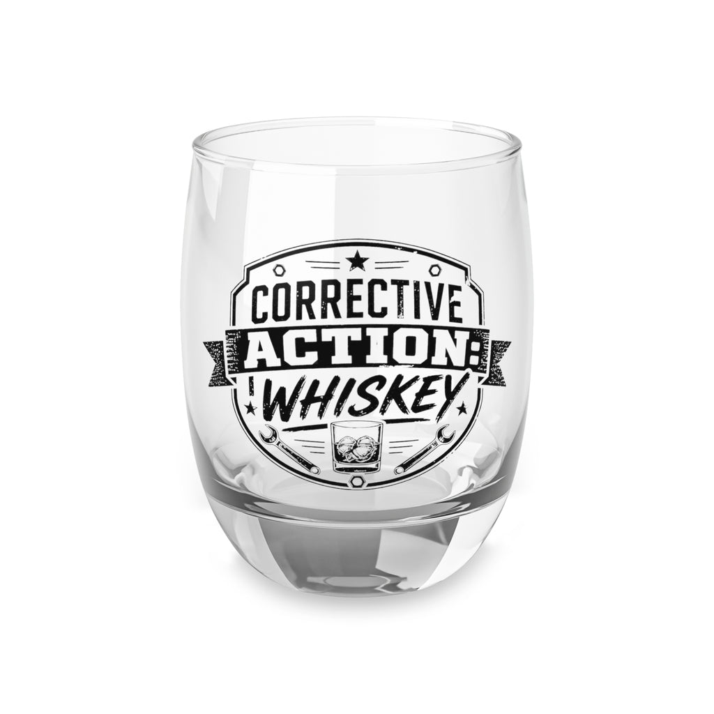 "Corrective Action: Whiskey" Glass – Engraved Novelty Rocks Glass for Whiskey Lovers
