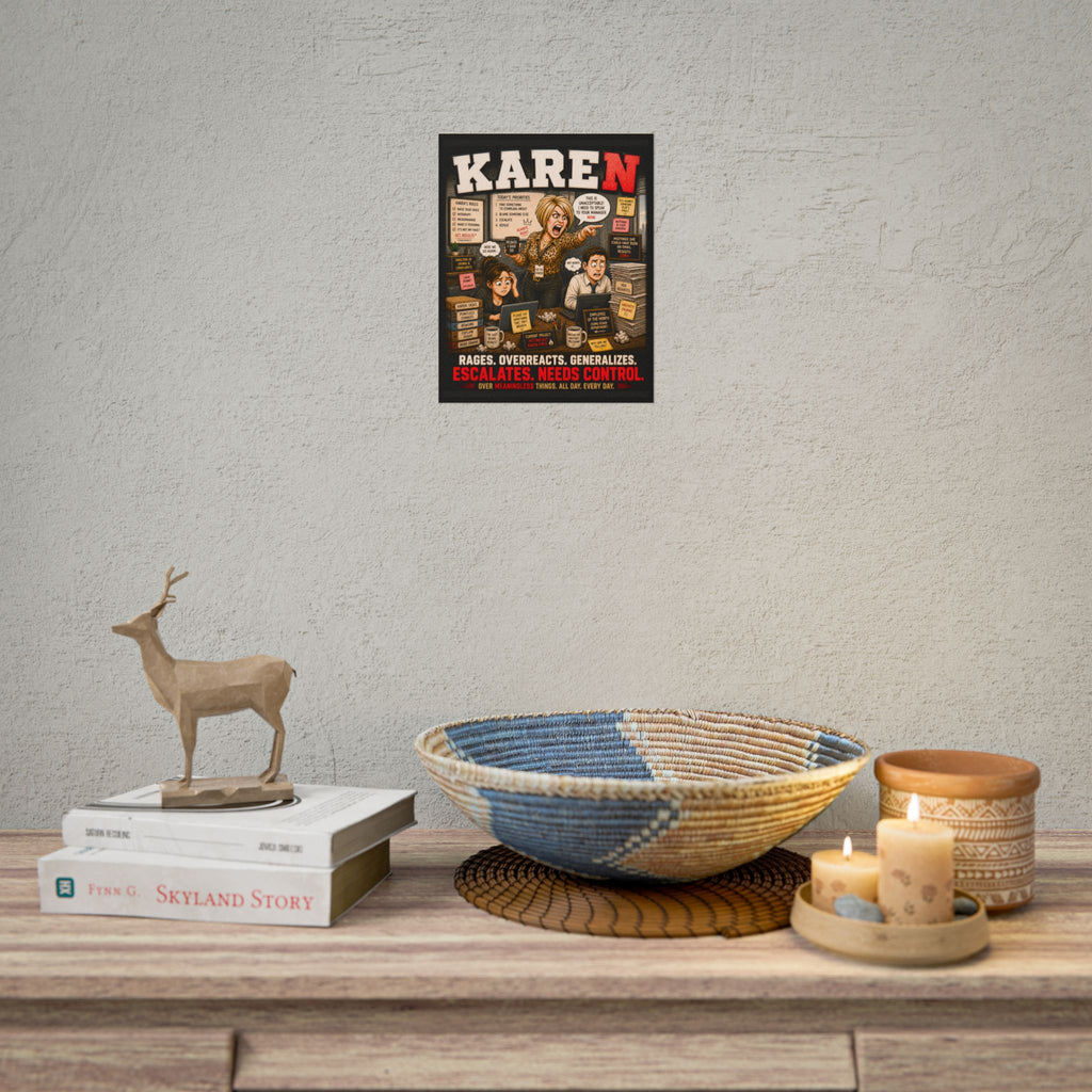 Humorous Cartoon Rolled Poster — “KAREN” Sarcastic Wall Art