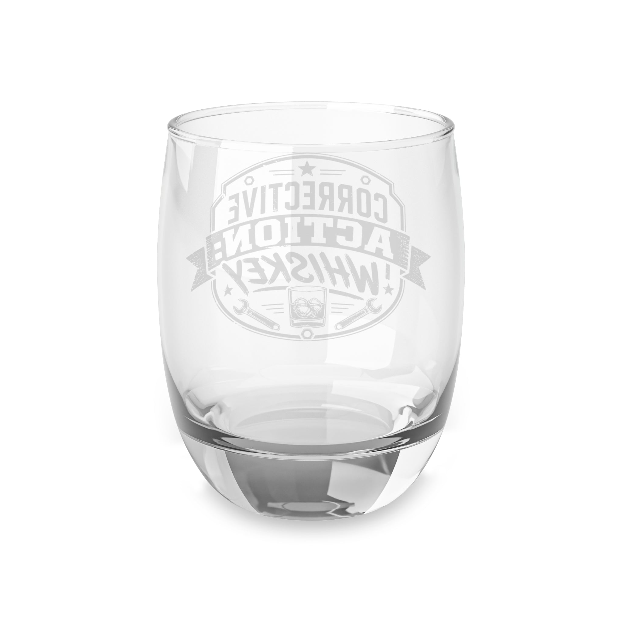 "Corrective Action: Whiskey" Glass – Engraved Novelty Rocks Glass for Whiskey Lovers