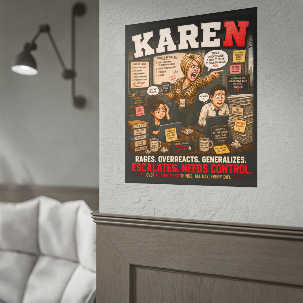 Humorous Cartoon Rolled Poster — “KAREN” Sarcastic Wall Art