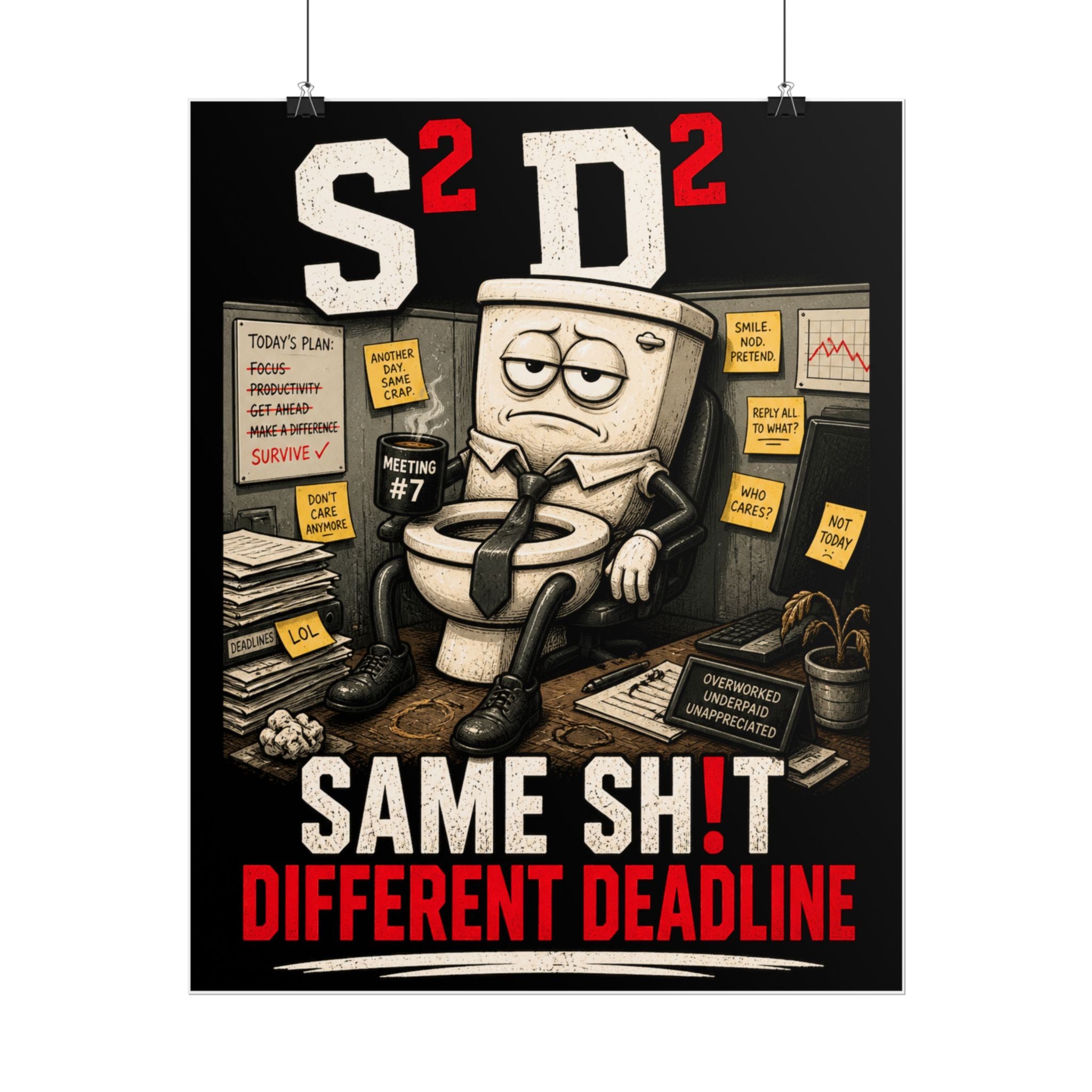 Rolled Poster — "Same Sh!t Different Deadline" Funny Office Wall Art