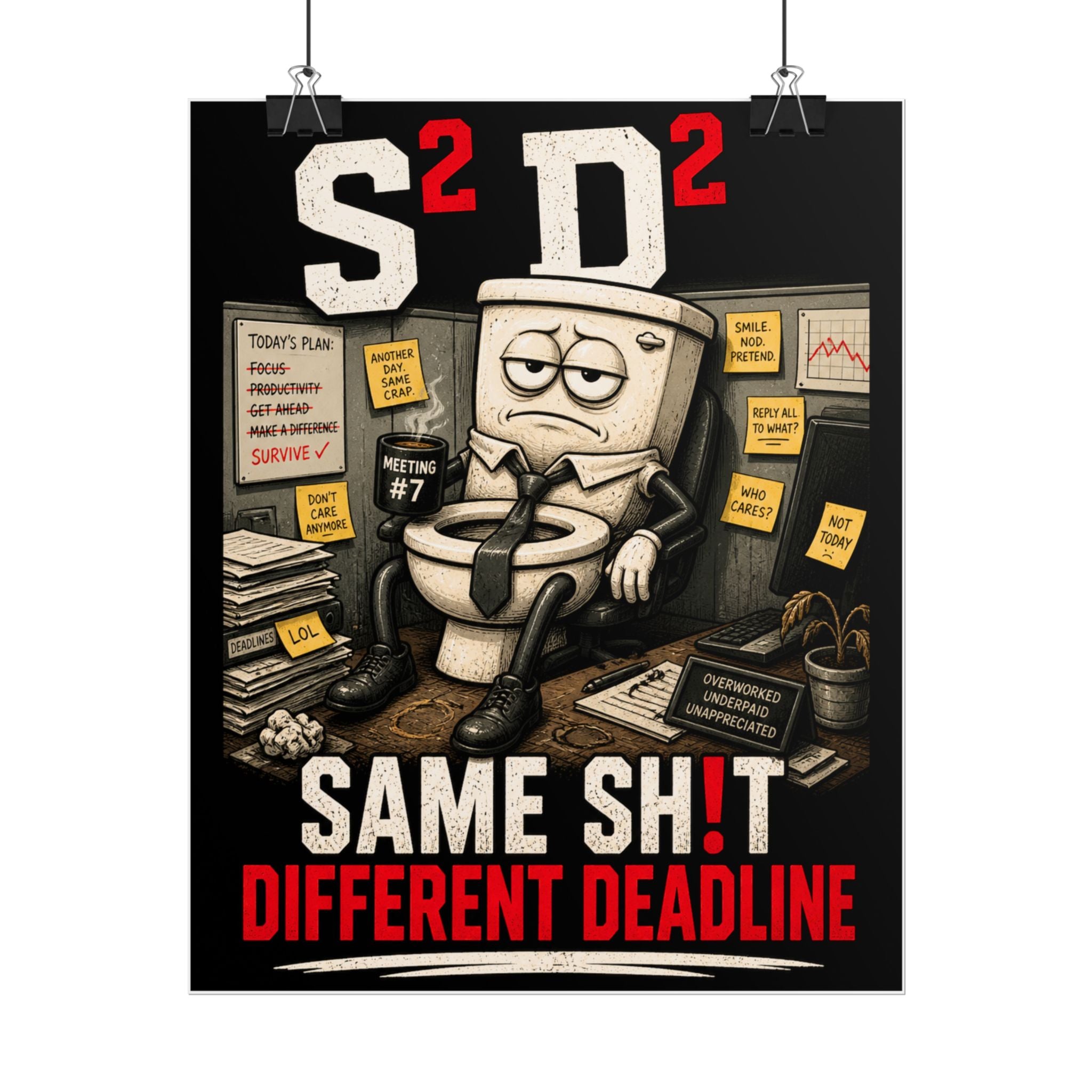 Rolled Poster — "Same Sh!t Different Deadline" Funny Office Wall Art