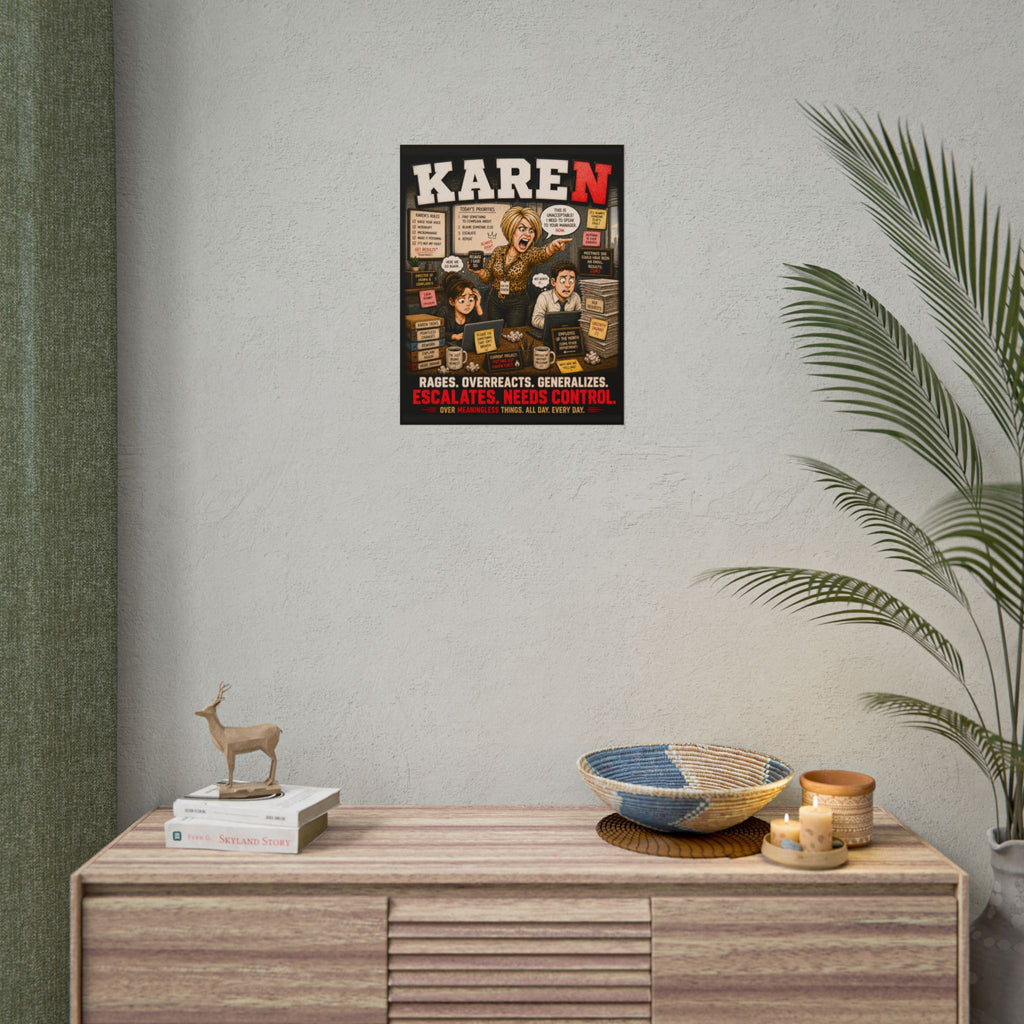 Humorous Cartoon Rolled Poster — “KAREN” Sarcastic Wall Art