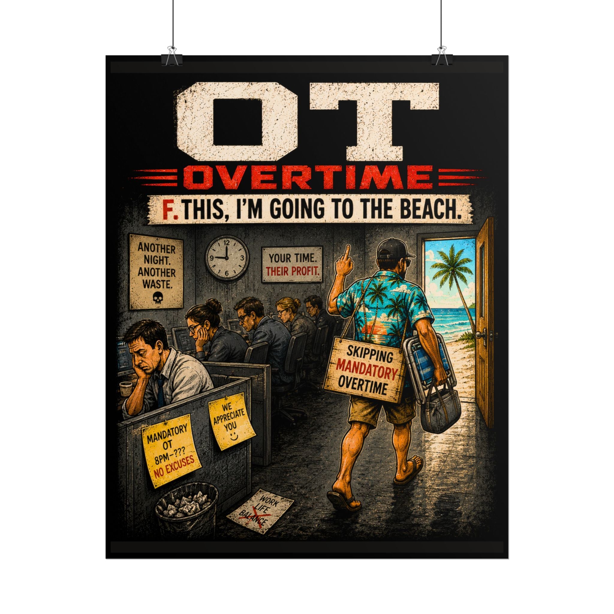 Sarcastic 'F. This, I'm Going to the Beach' Work Escape Poster — Rolled Art Print