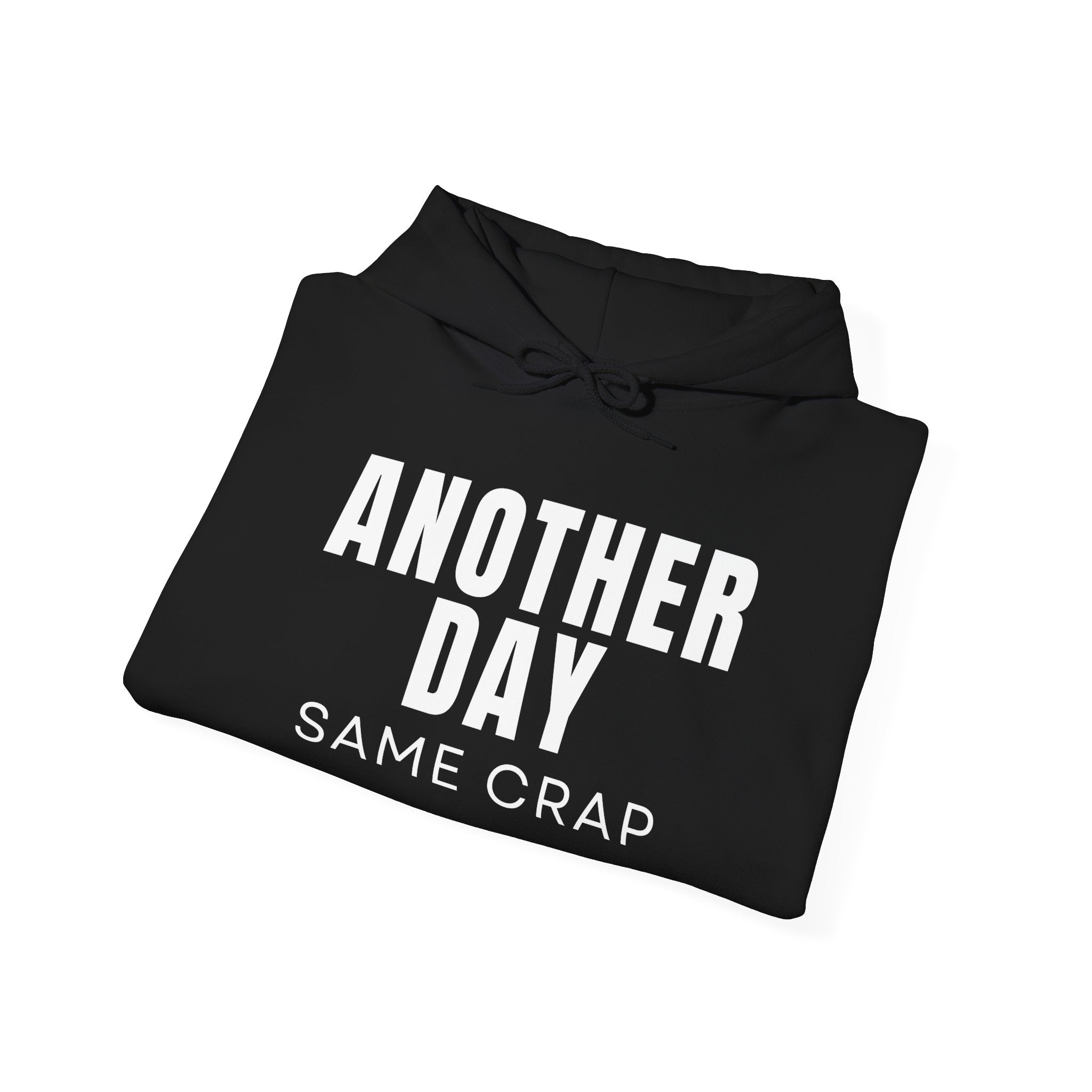Funny 'Another Day Same Crap' Hoodie — Novelty Graphic Sweatshirt (Toilet Cartoon Back)