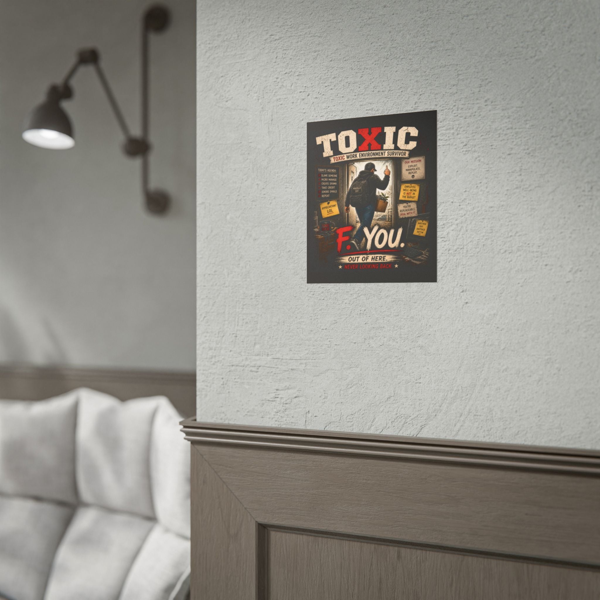 Rolled Poster — "TOXIC: Work Environment Survivor" Funny F You! Office Exit Art Print