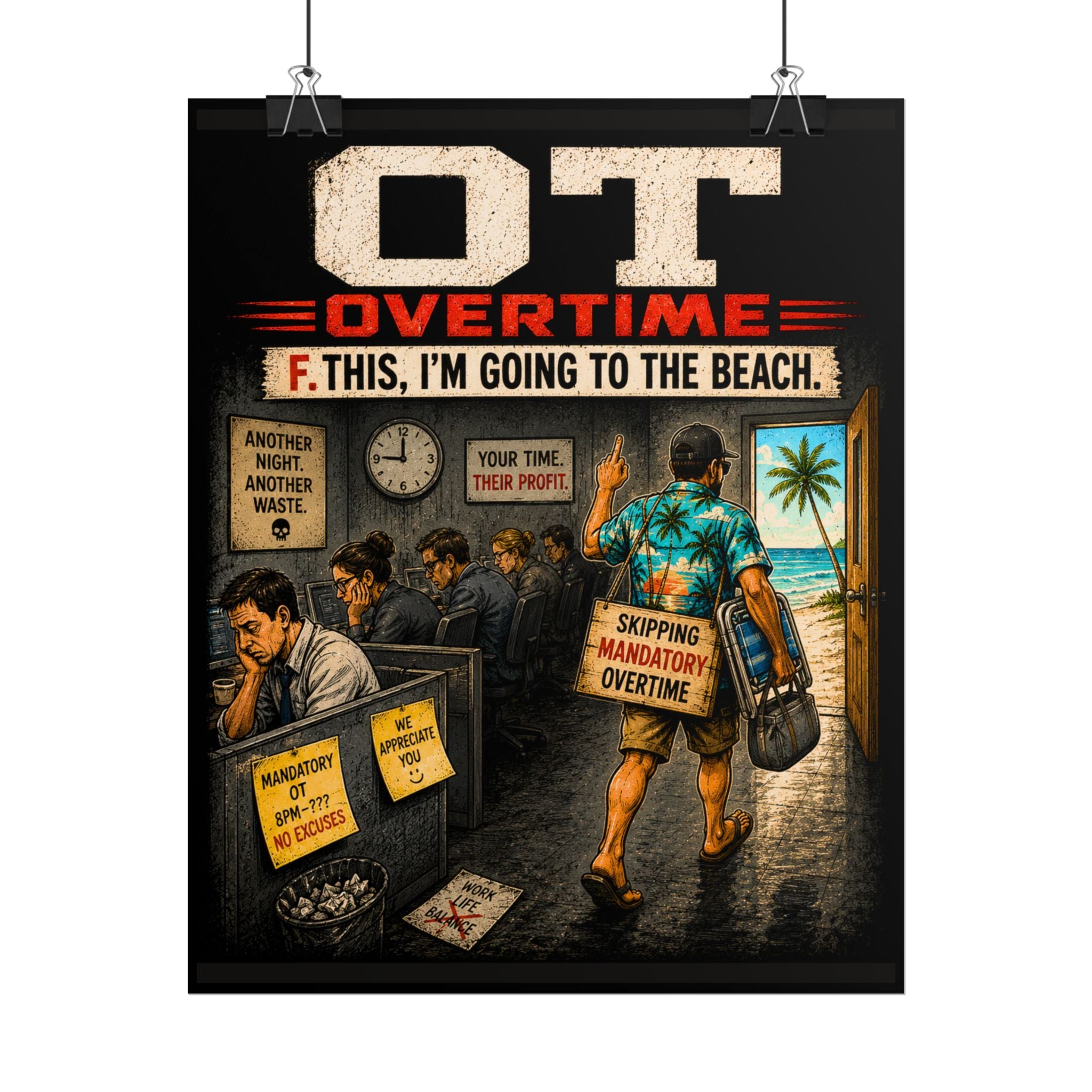 Sarcastic 'F. This, I'm Going to the Beach' Work Escape Poster — Rolled Art Print