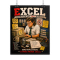 Excel Retro Poster — 'Some People Evolve, Others Merge Cells' Rolled Poster