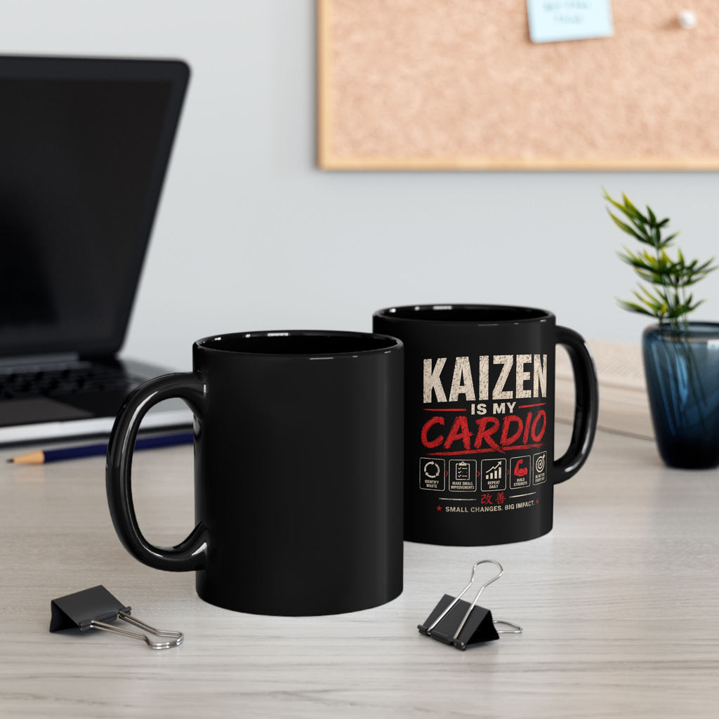 Kaizen Is My Cardio Mug — Motivational Coffee Cup for Growth & Productivity (11oz/15oz)